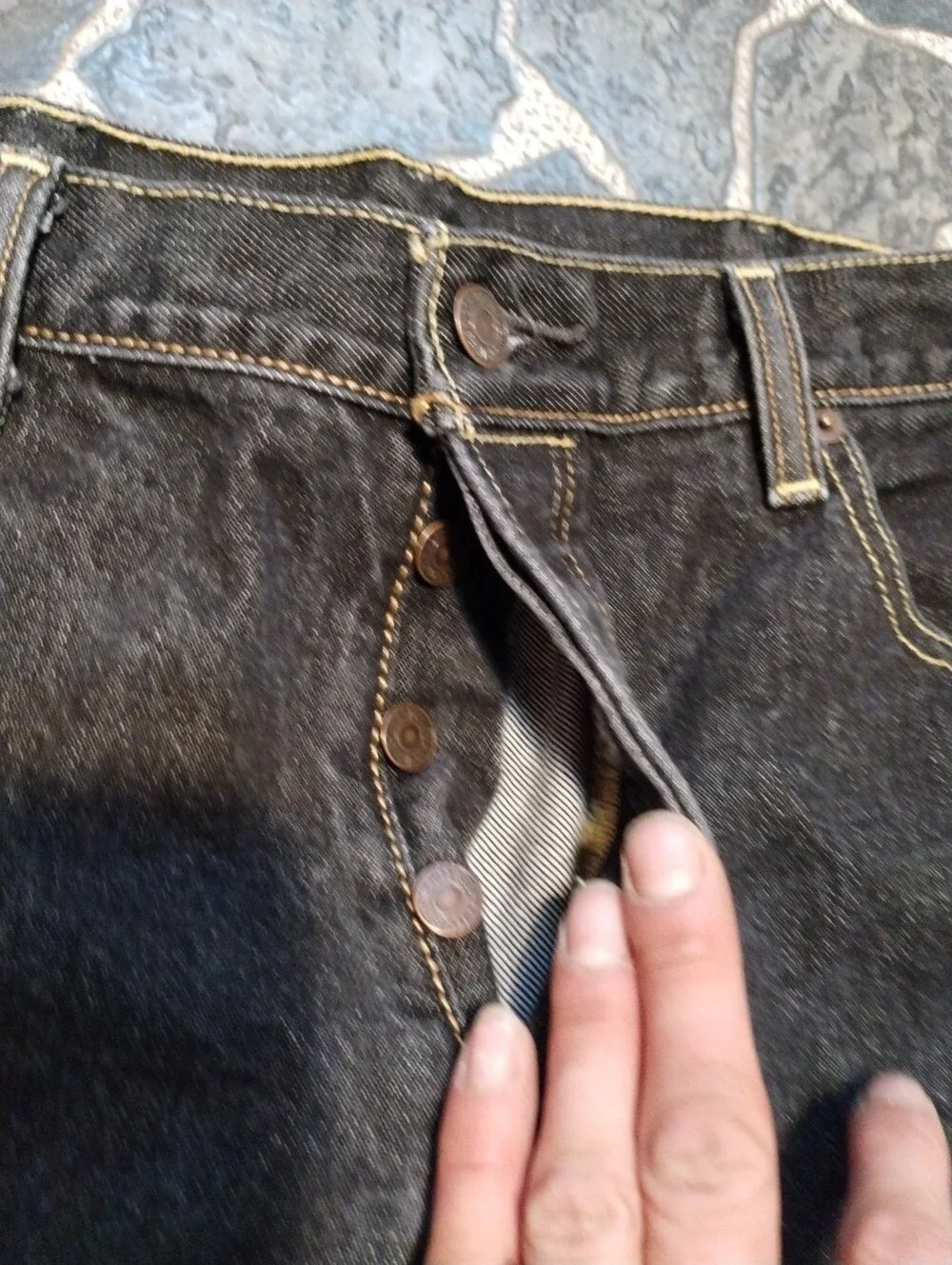 LEVIS 501 Mens Button fly Dark wash Straight leg jeans 38 x 38